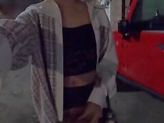 ladyboy piss and cum in public