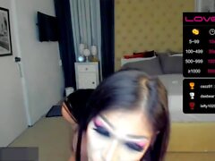 smoking filipina shemale babe with big tits and big cock jerkes off on webcam