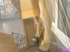 Tiny cheerleader ladyboy blowjob and butt fucked bareback