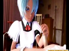 3d hentai maid gets sucking and riding shemale dick