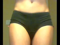 Brunette teen tgirl tries to wank on cam