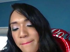 Asian and black shemale anal and facial