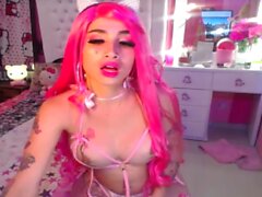 Naughty Shemale Babe Strips and Masturbate On Cam